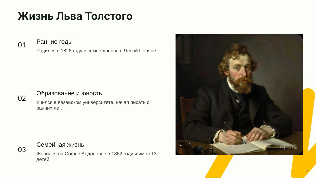 Презентация о Льве Толстом — слайд 2